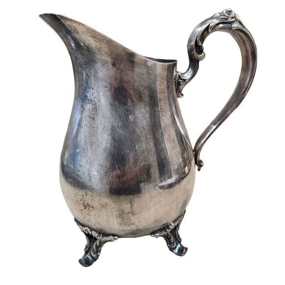 WM Rogers Silver plated water pitcher with ice guard Footed Stand Vintage - Picture 3 of 8